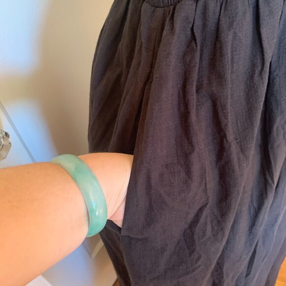 NWT EVERLANE The Gauze Off-the-Shoulder Dress Black S Smocked Bodice Fit & Flare - Picture 3 of 8